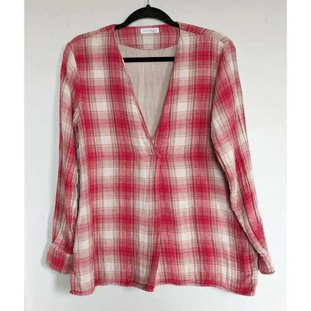 CP Shades X Free People V-Neck Plaid Top